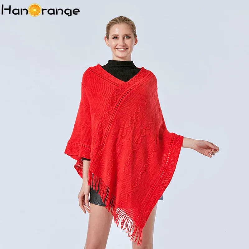 HanOrange Осень зима 2021 свободный стиль волнистые вязанные шали женский тренд без