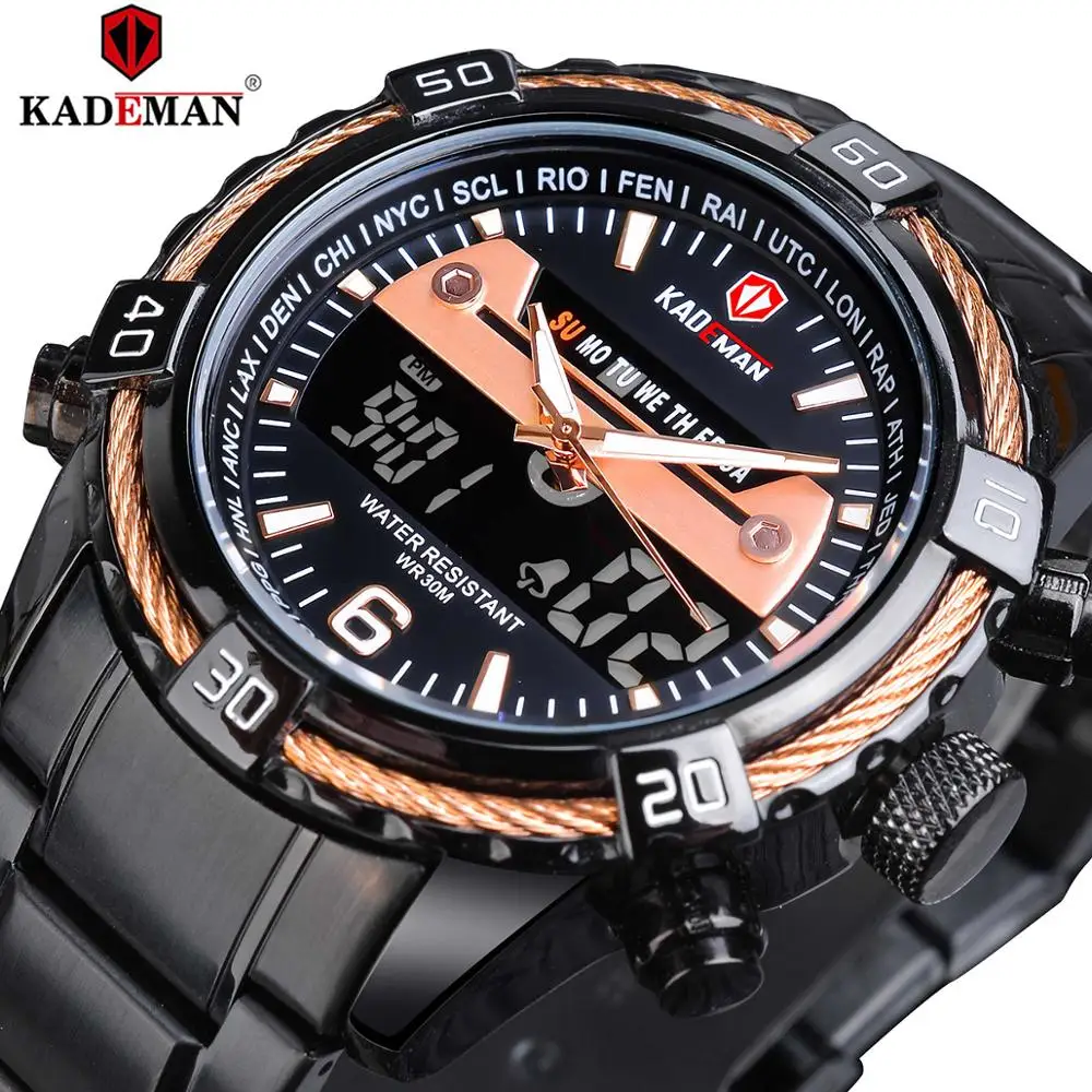 Часы наручные KADEMAN мужские спортивные роскошные Цифровые в стиле милитари с