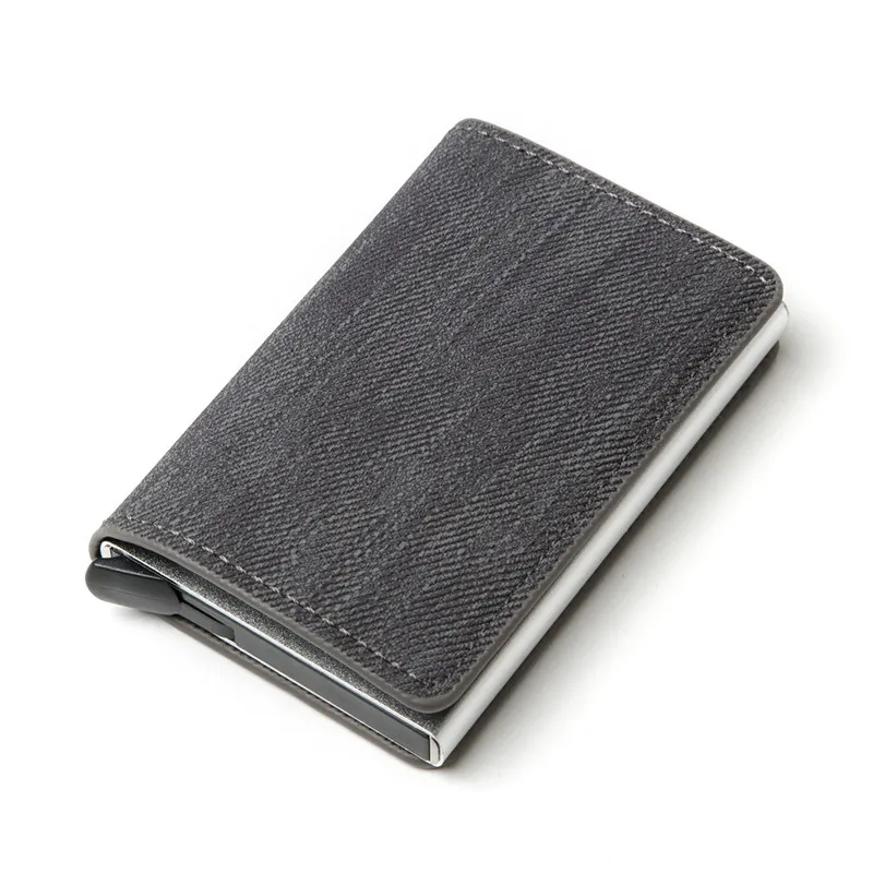 YM003 Gray Bisi Goro Бизнес кредитных держатель для карт унисекс металлический RFID Винтаж в штучной упаковке искусственная кожа Crazy Horse чехол-портмоне с отделением для карт, Прямая поставка - Цвет: YM003 Gray