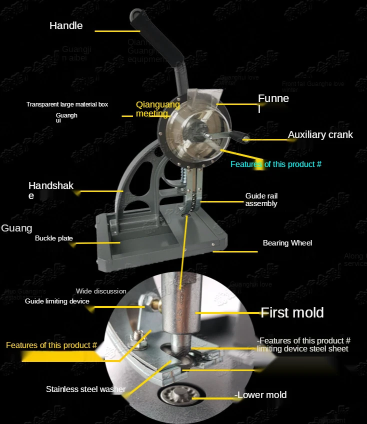 

High-efficiency semi-automatic loopless button punching machine, printing cloth button punching machine, hole punching machin