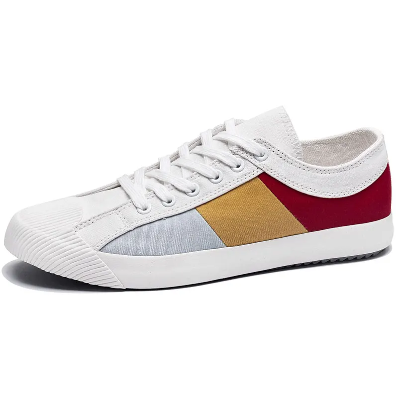 

2020 New Men's Canvas Vulcanized Shoes Mixed Color Fashion Men's Leisure Shoes Spring/Autumn Patchwork Cloth Men Sneakers Shoes