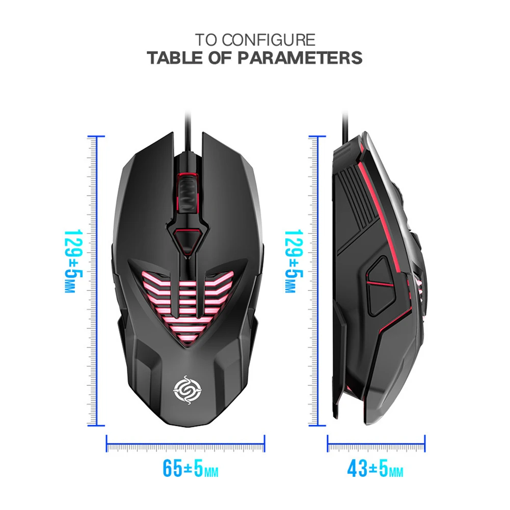 Мышь Компьютерная Q1 игровая оптическая со светодиодной подсветильник кой 6