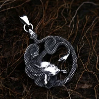 nordic mythology medusa snake pendant necklace men punk retro stainless steel snake hair medusa necklace fashion jewelry gift