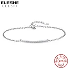 ELESHE 925 стерлингового серебра браслет с украшением в виде кристаллов Женские Простые бар палка браслет-цепочка для женщин, модное ювелирное изделие, подарок на Рождество