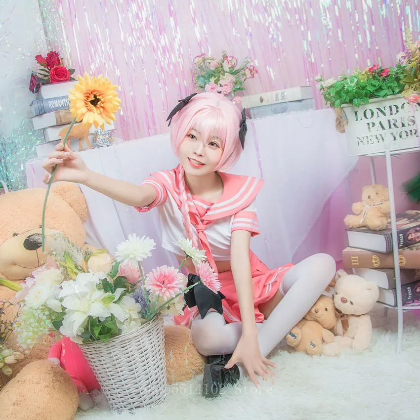 Косплей персонажа аниме студентки розовая униформа для Хэллоуина карнавала