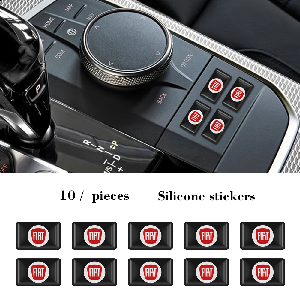 

10PCS Car 3D Abs Epoxy Sticker Resin Emblem Decals Small Decorative For Fiat 500 Punto Stilo Ducato Palio Bravo Doblo Panda Brav