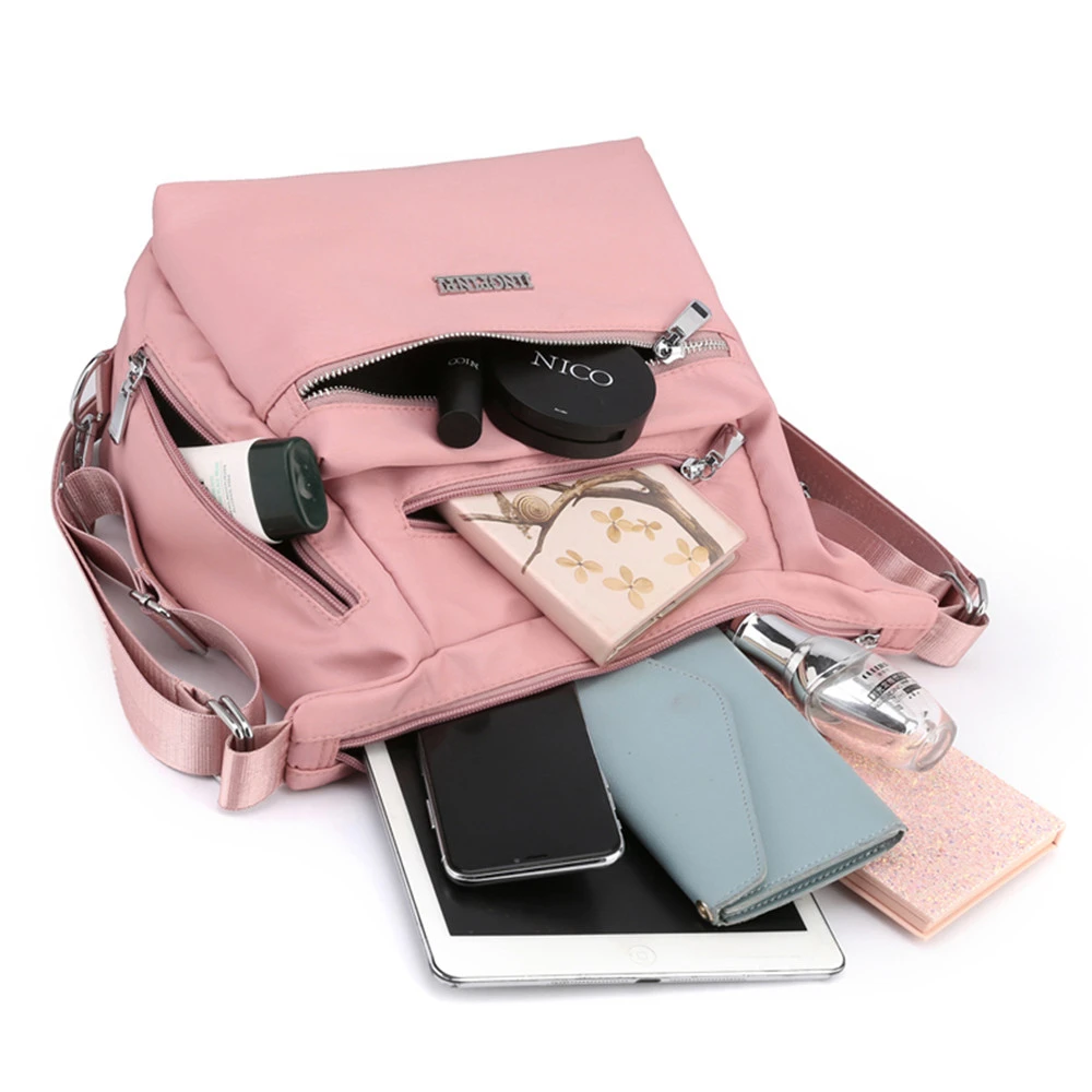 

2020 Fashion Woman Shoulder Bag Nylon Waterproof Multi-pocket Messenger Bag Solid Zipper Multifunctional Travel Handbag Purses