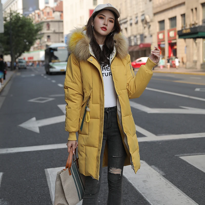 Fitaylor зимние женские длинные хлопковые парки большой меховой воротник толстое