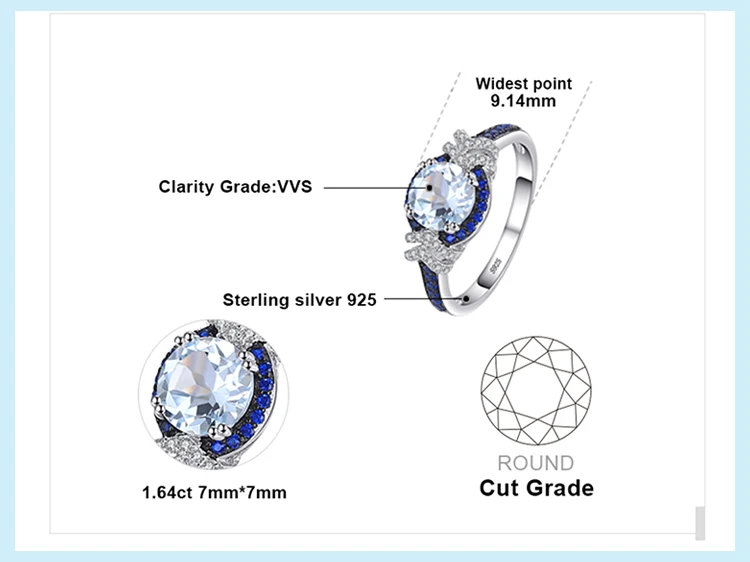 Jewelrypalace красиво площади создания Сапфир 3 Камни кольцо стерлингового серебра 925 Свадебные украшения Юбилей подарки