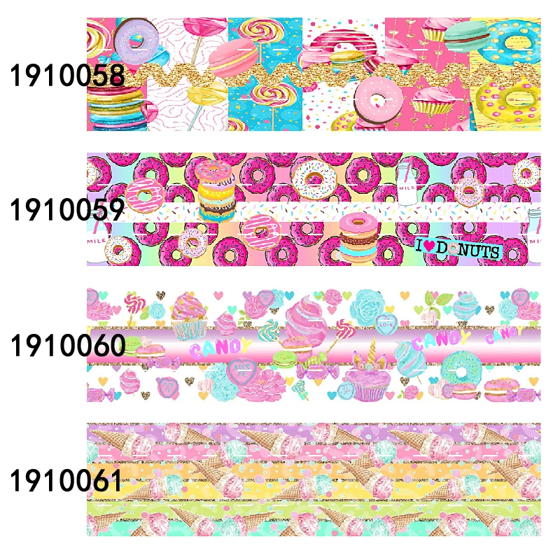 Лента с принтом конфет и мороженого 22 мм 38 75 мм|Ленты для шитья| |