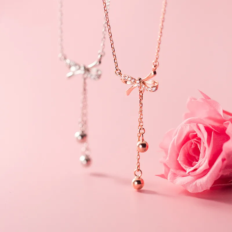 Ожерелье из стерлингового серебра S925 пробы с инкрустированным цирконием в форме