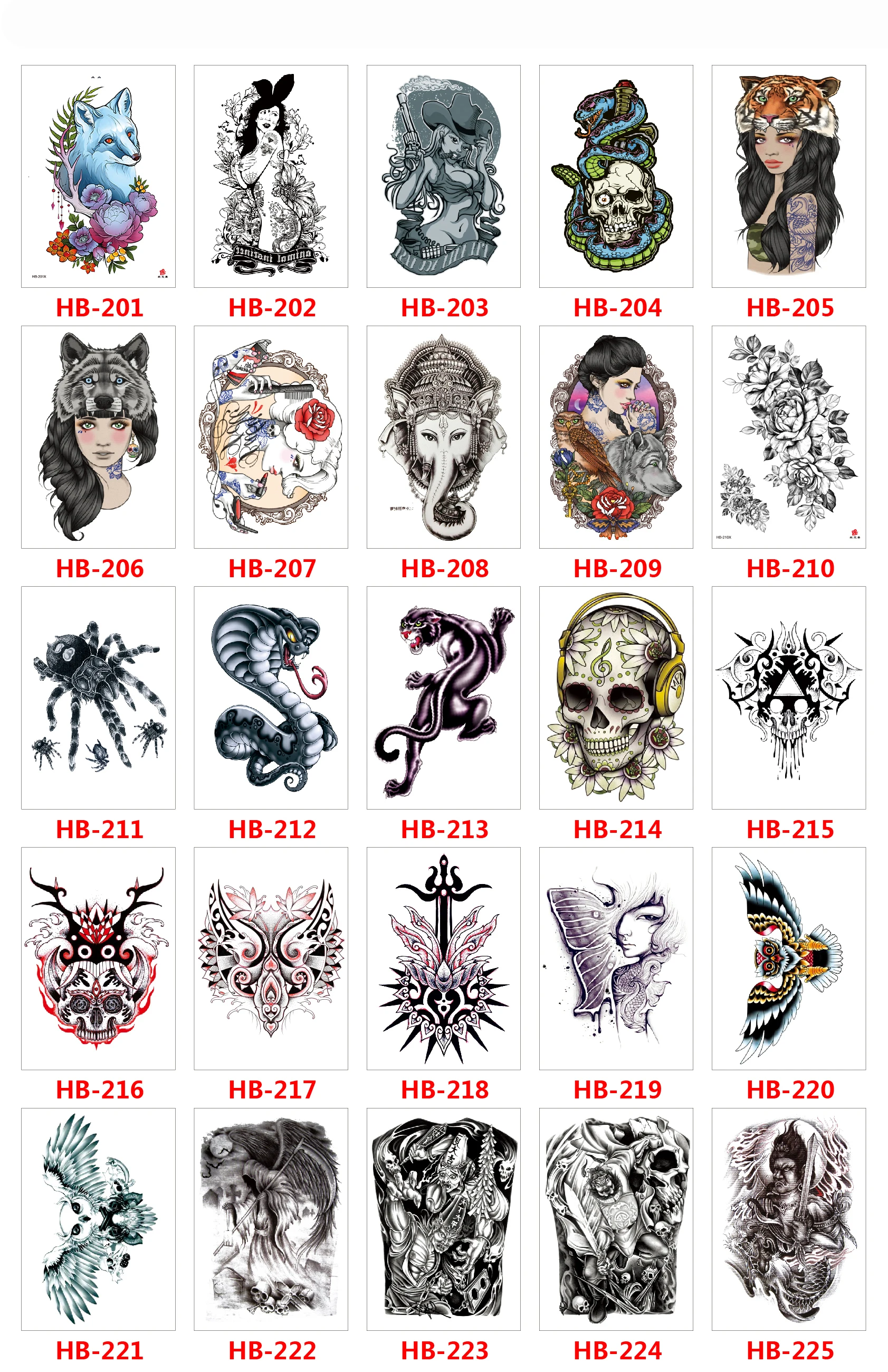 

Waterproof Temporary Tattoo Sticker Tiger Wolf Snake Skull Tattoos Body Art Arm Fake Tatoo Women Men