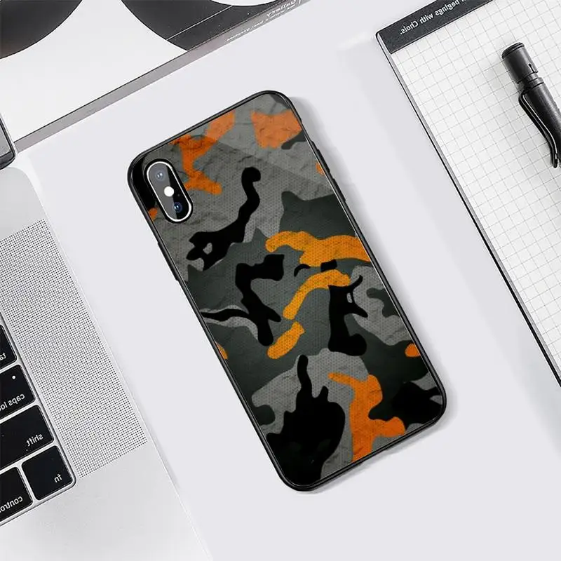 

Camouflage pattern Phone Case Tempered glass For iphone Samsung S note 7 8 9 10 11 12 X XS XR MAX edge e plus pro