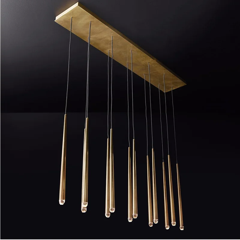 Ретро медная цветная светодиодная хрустальная люстра освещение для гостиной