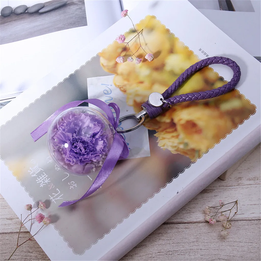 Вечный цветок Роза брелок автомобиля повесить кожаный для ключей дня рождения