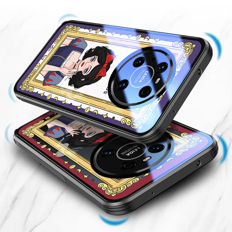 

ASINA HD Transparent Tempered Glass Case For Huawei Mate 40 Pro Cartoon Cover For Huawei Mate 30 20 Pro Capa Funda Snow White