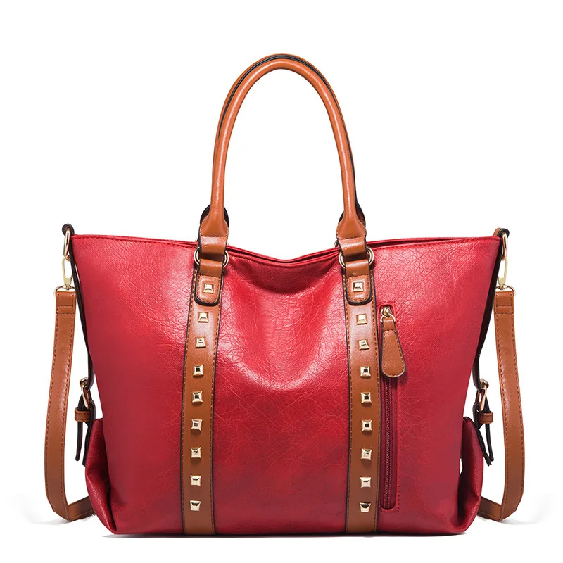 Женские сумки с заклепками и большой цепочкой в европейском американском стиле