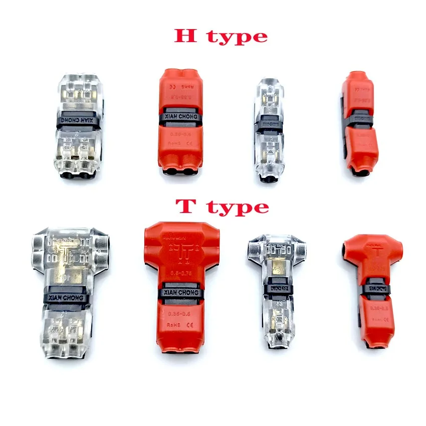

Quick Splice Wire Wiring Connector Type T/H for AWG22-18 1-2pin LED Strip Wire Cable Electrical Crimp Terminal Blocks Conductor