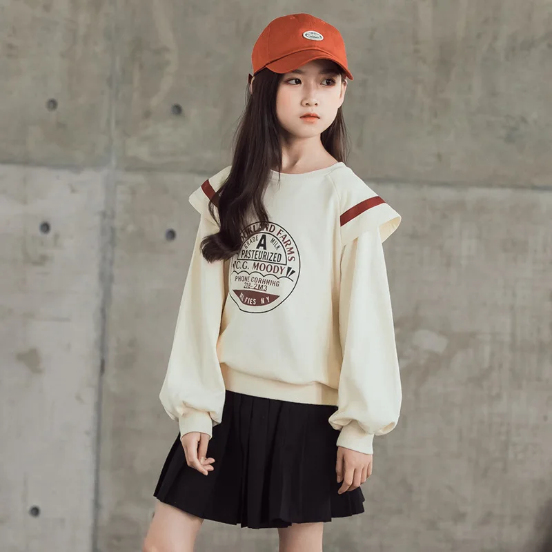 

New Loose Spring Autumn Tops Hoodies Girls Sweatshirts Jacket Coat Kids Overcoat Outwear Teenager High Quality