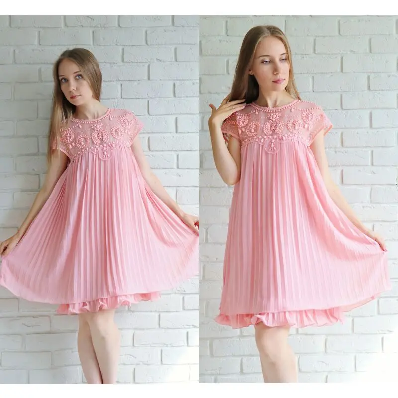 Для женщин кружевное платье элегантный Бисер из Лоскутной Ткани с круглым