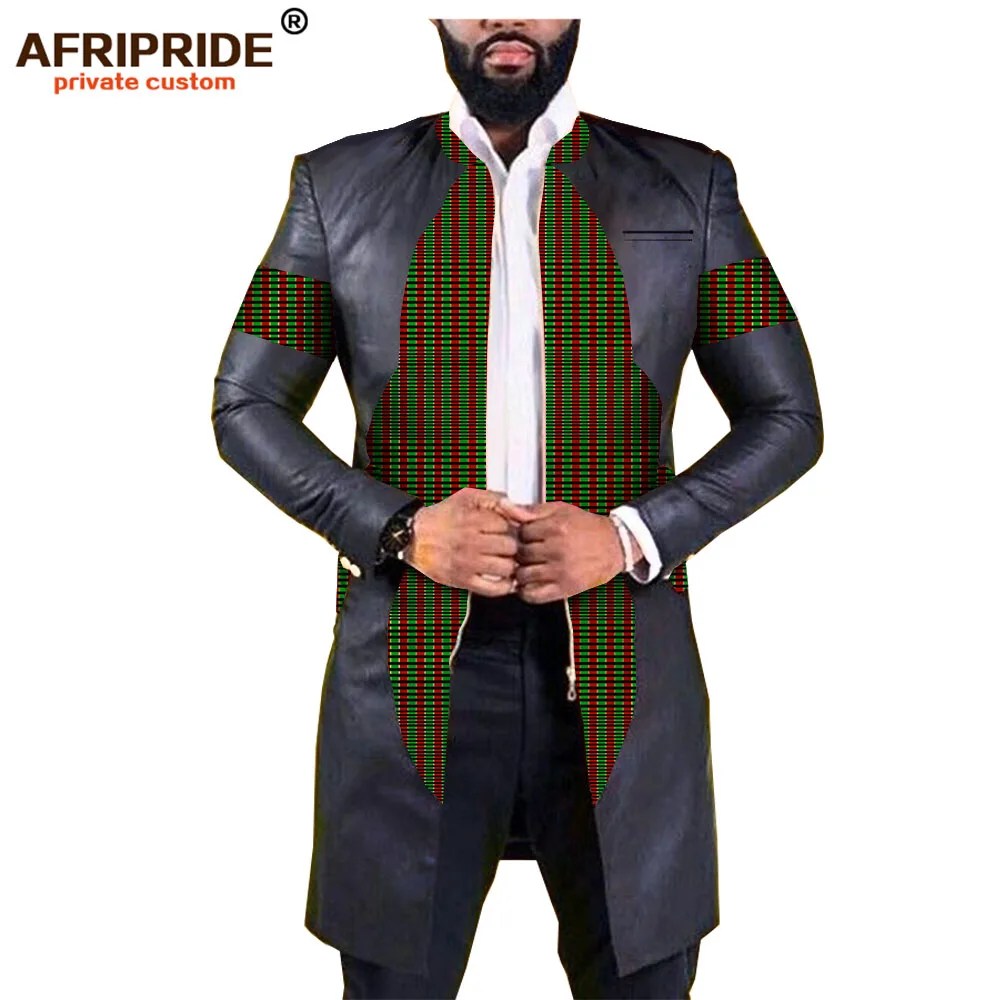 AFRIPEIDE африканская Весенняя мужская куртка с длинным рукавом на молнии Повседневная куртка плюс размер из чистого хлопка и искусственного меха в стиле пэчворк A1914002 - Цвет: 551
