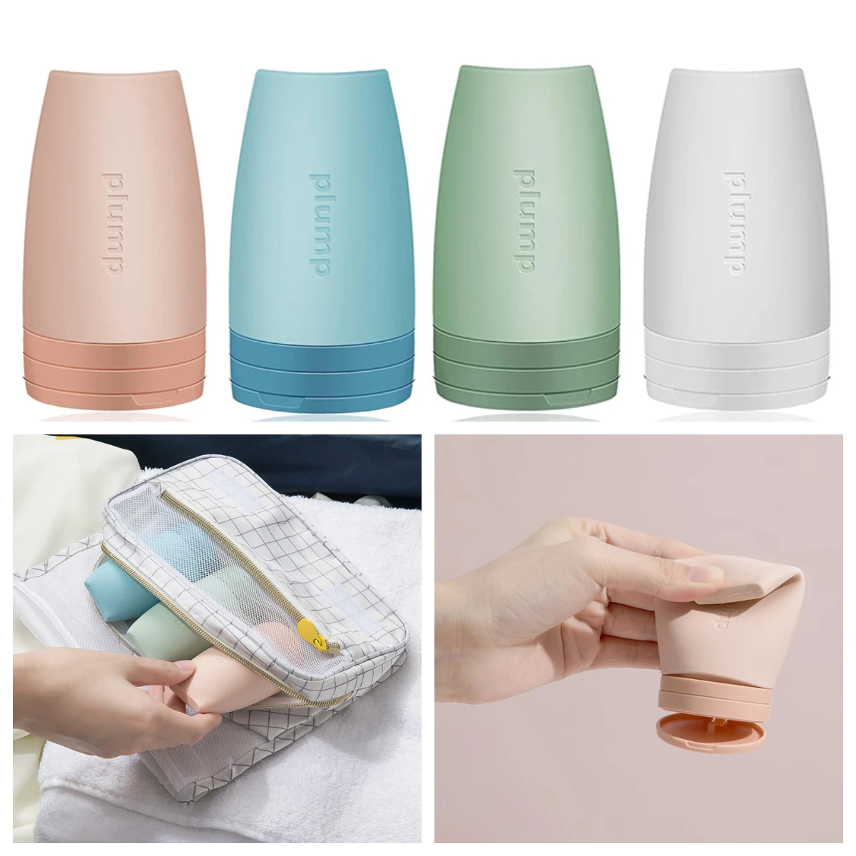 

60ml Silicone Refillable Bottle Portable Travel Bottles Leak Proof Squeezable Silicone Tubes Lotion Shampoo Cosmetic Containers