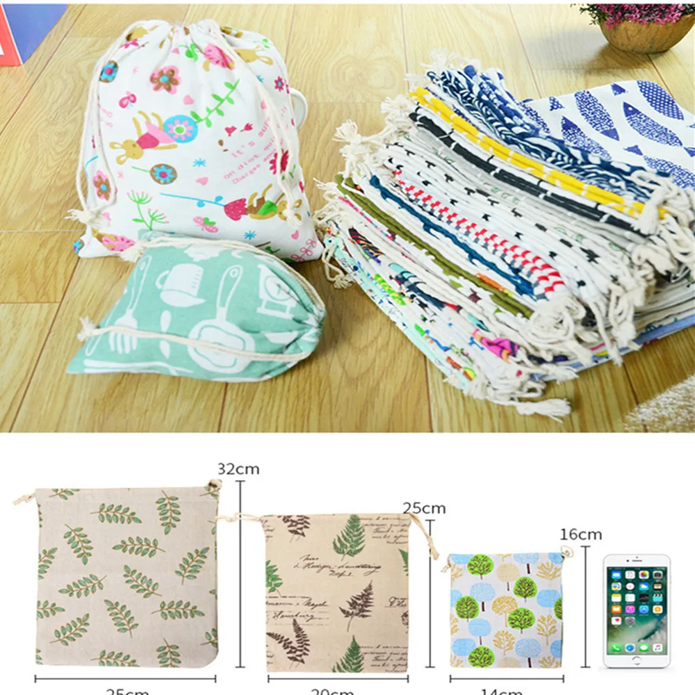 Повседневная женская сумка для покупок из хлопка на шнурке многоразовая