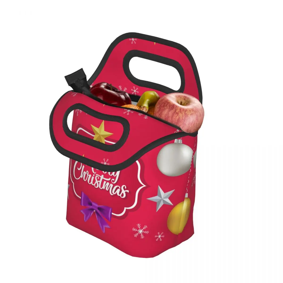 

Рождественские поздравительные украшения, типографические шары, унисекс сумка для ланча