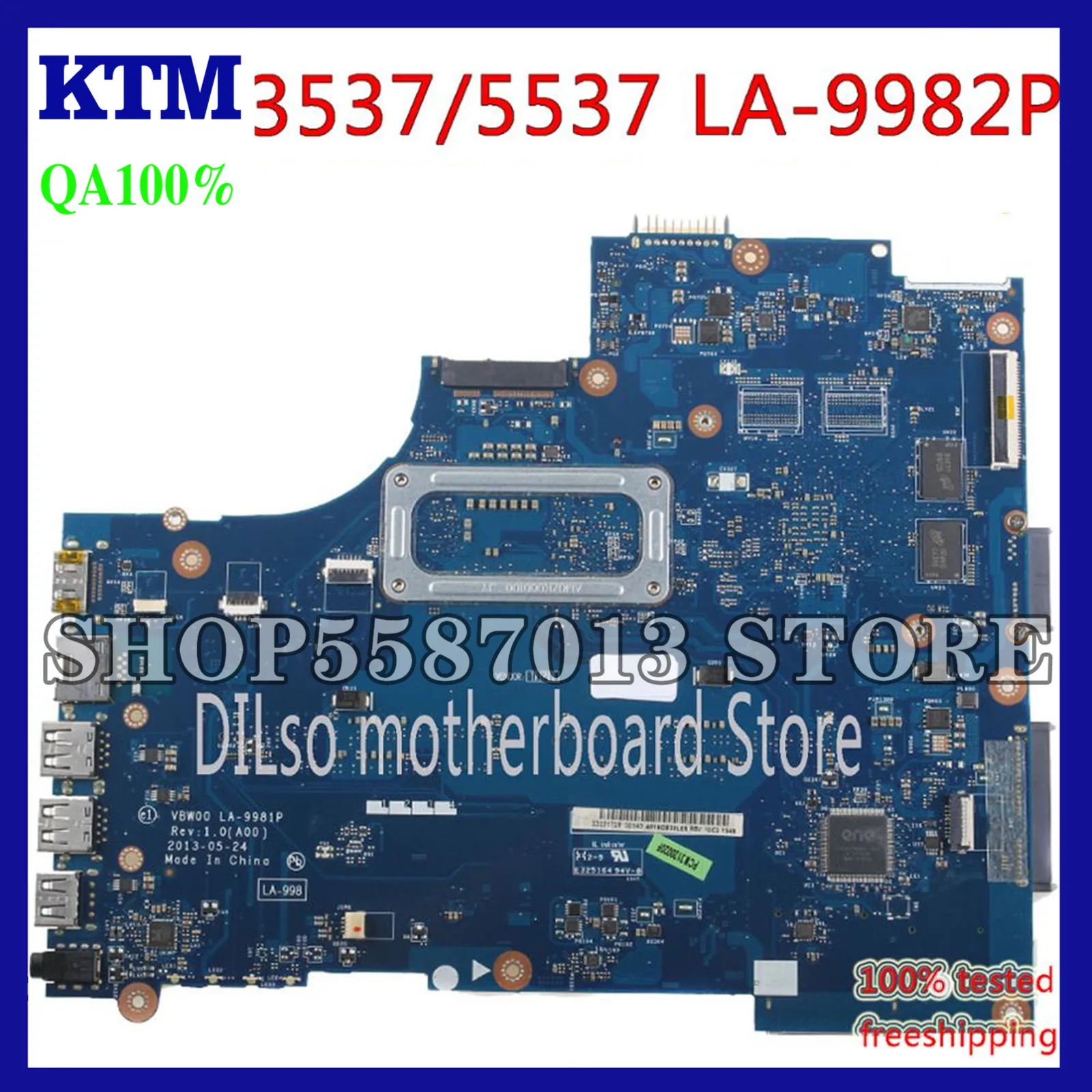 

KEFU LA-9982P Motherboard For Dell 15R 3537 5537 Laptop Motherboard I3-4005/I3-4010 CPU original Test Mainboard
