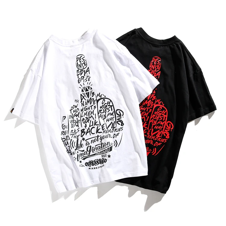 

New Summer Round Neck T-shirt Short-sleeved Personality Trend Handsome Male Hip-hop Clothes Loose Casual Tee