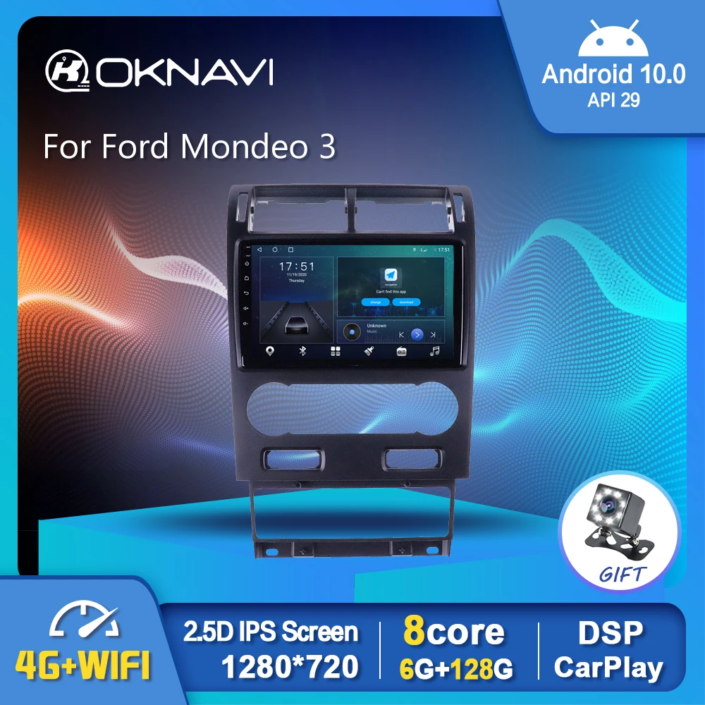 OKNAVI Android 10 0 автомобильный радиоприемник мультимедийный видеоплеер для Ford Mondeo 3 2000