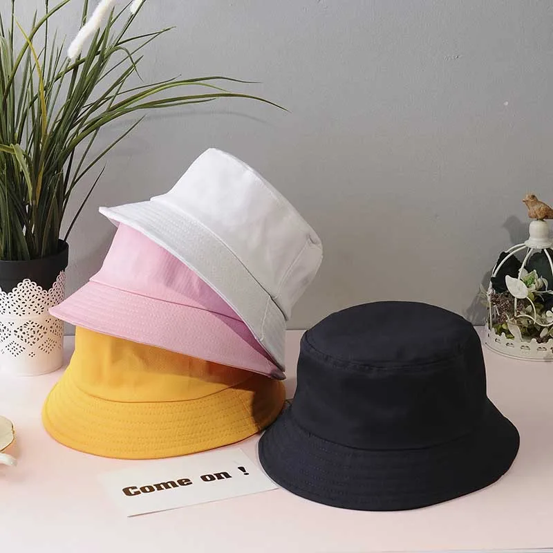 

1Pcs Outdoor Fisherman Hat Beach Cap Sunscreen Pure Color Child/Adult Bucket Hats Portable for Summer Cotton