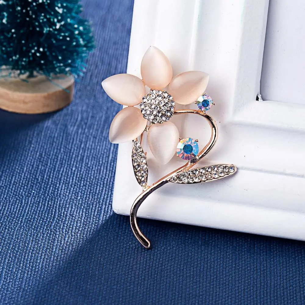 Женская брошь в форме цветка Rinhoo Классическая изысканная булавка с опаловым
