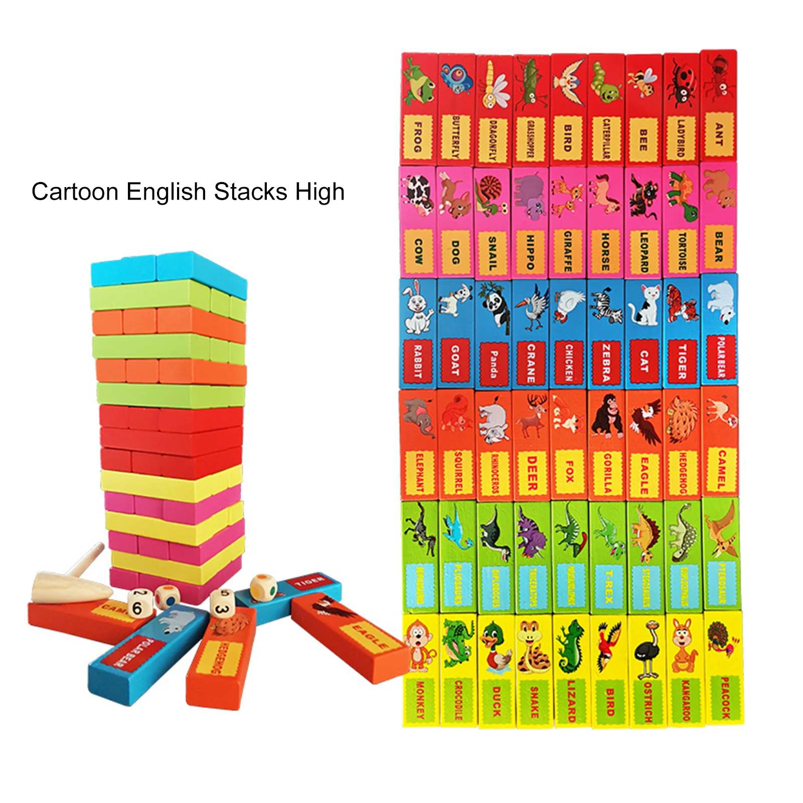 

Colored Wooden Building Blocks Stacking Board Games Kids Tower Balancing Wooden Blocks Interaction Educational Toy
