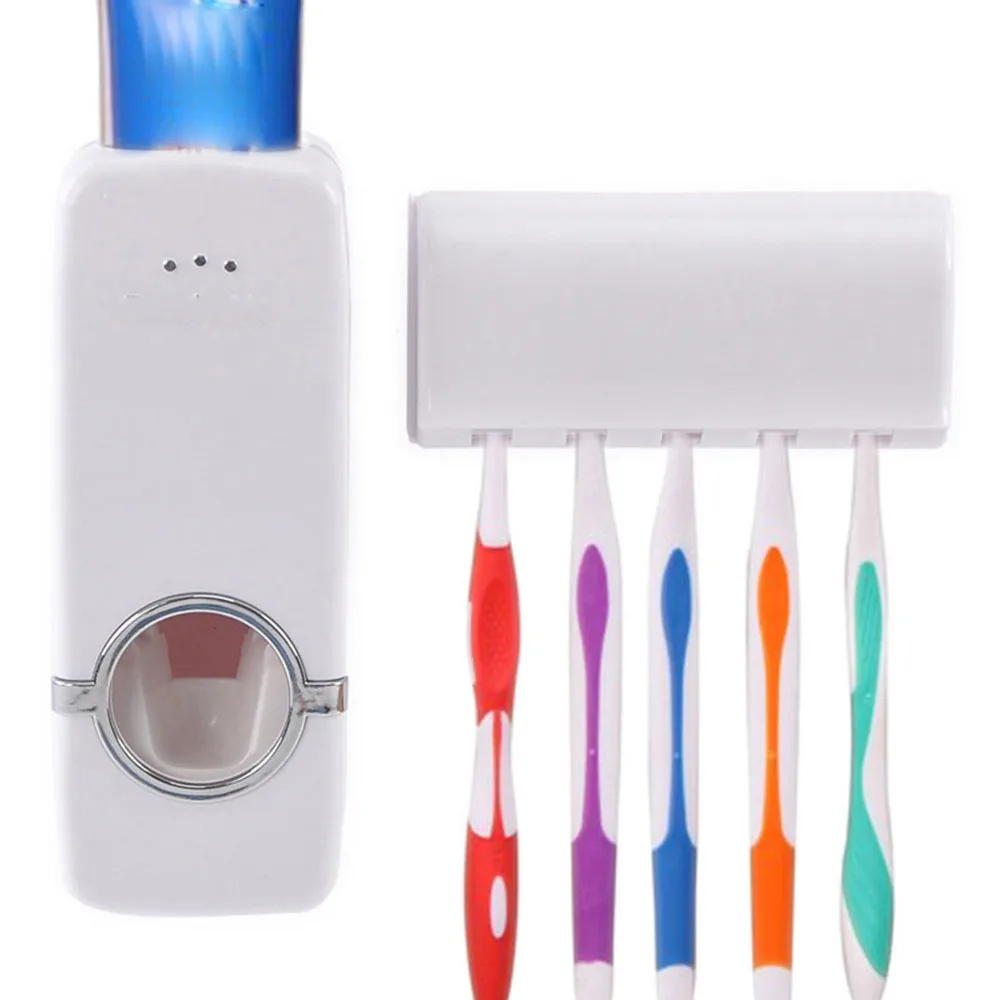 Bathroom Accessories Toothbrush Holder Home Auto Automatic Toothpaste Dispenser Set Wall Mount Stand accessori | Дом и сад