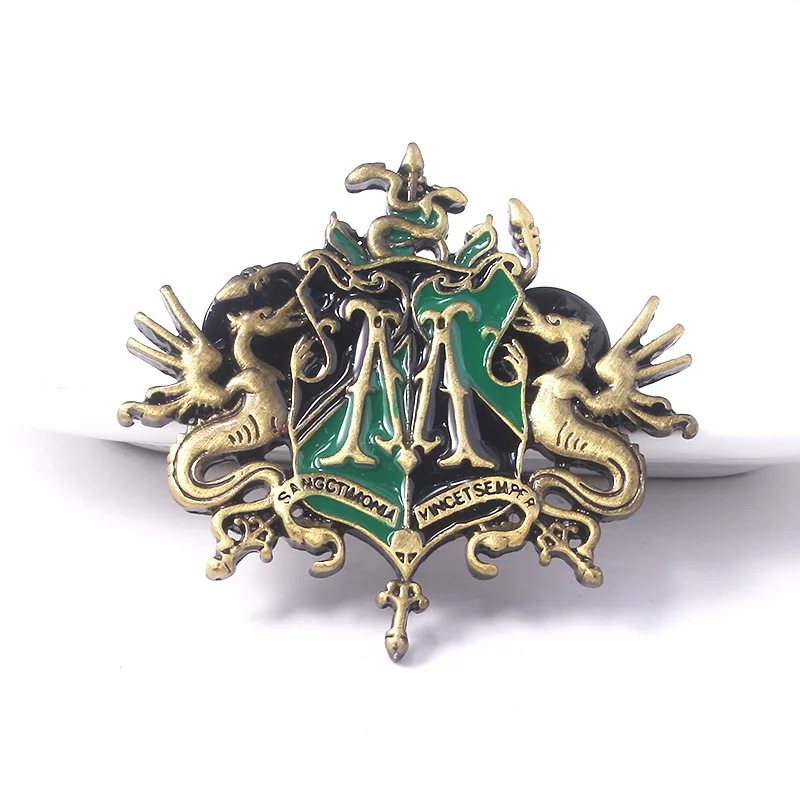 

Draco Malfoy Family Heraldry Brooch Pins Four College Enamel Badge Pins For Classic Movie Fans Christmas Gigts