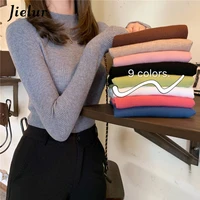 jielur solid color turtleneck women autumn winter knitted sweaters basic primer pullovers korean sweater slim fit pullover