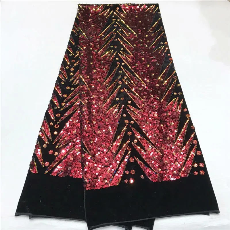 Африканский кружевной тюль с пайетками ткань Рождественская елка бархат