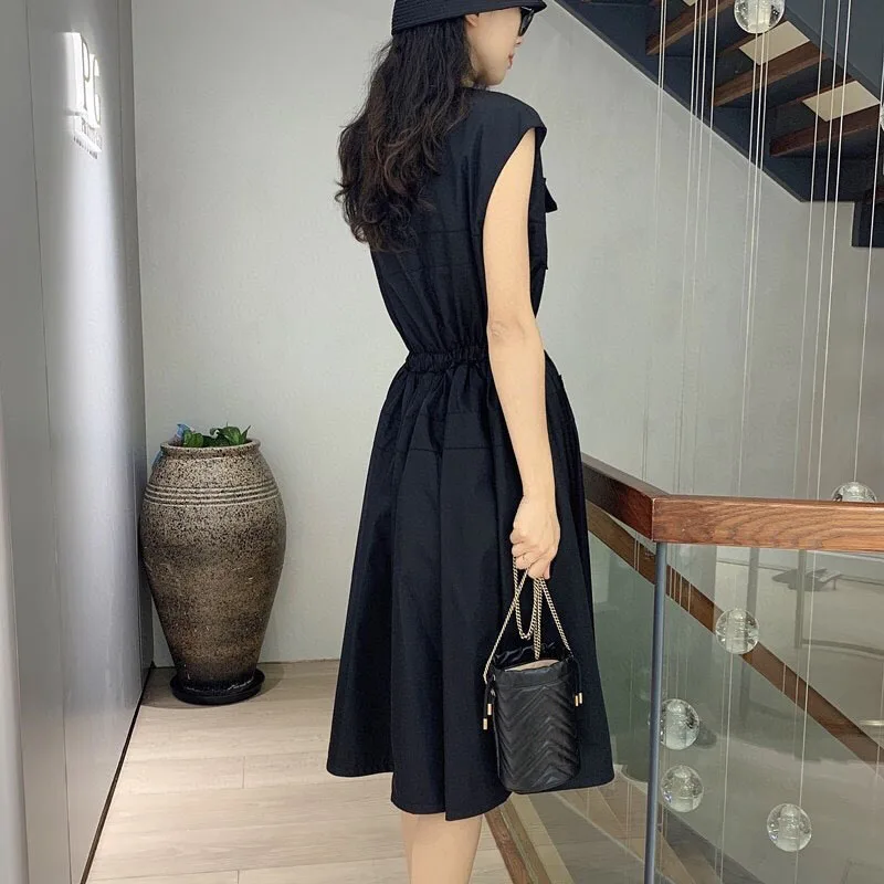

Luxury Brand Design 2021 Spring New Sleeveless Loose Comfortable Dress Women Fashion Temperament Casual Sexy Traspirante 33379