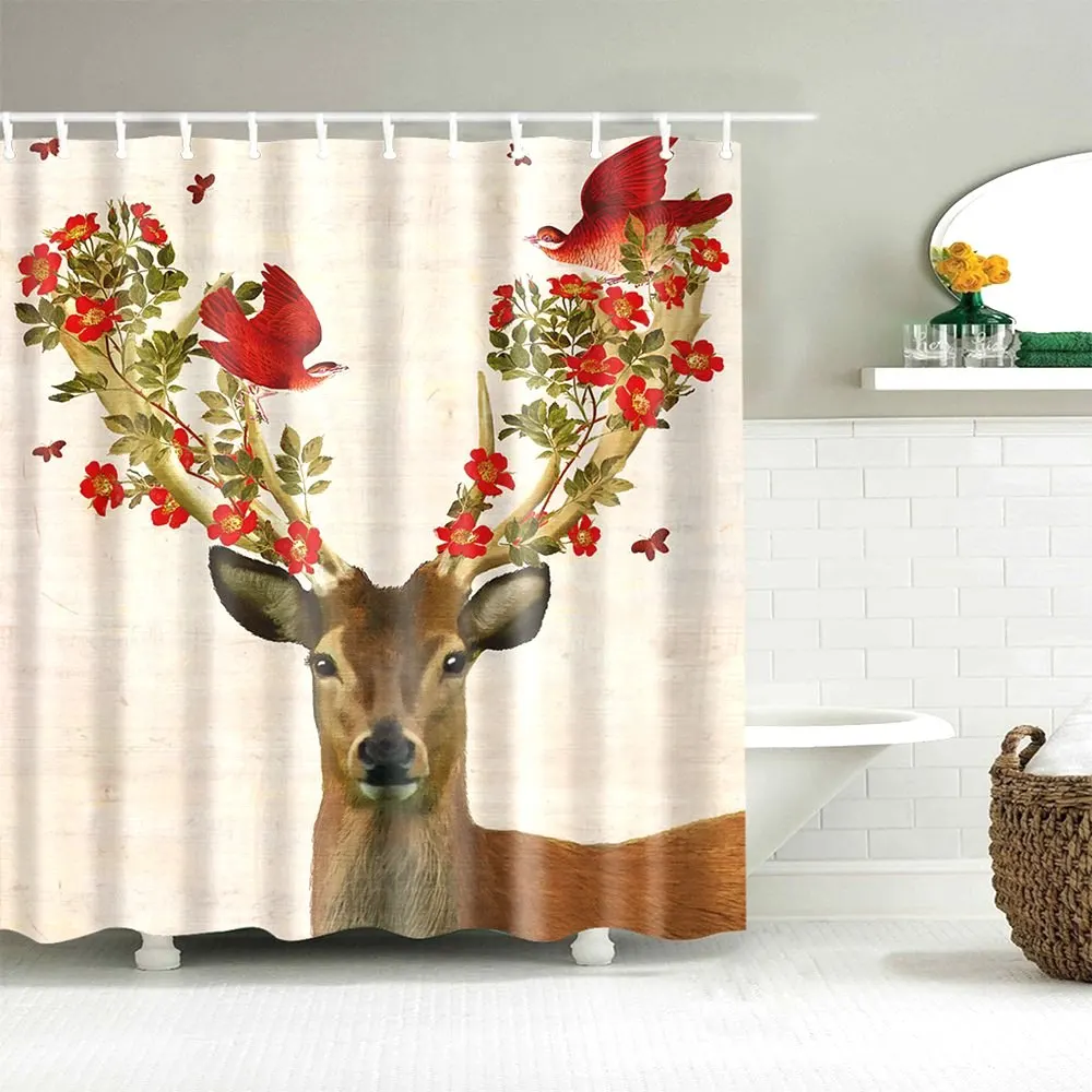 Занавеска для душа Dafield в виде животного волка водонепроницаемый декор ванной