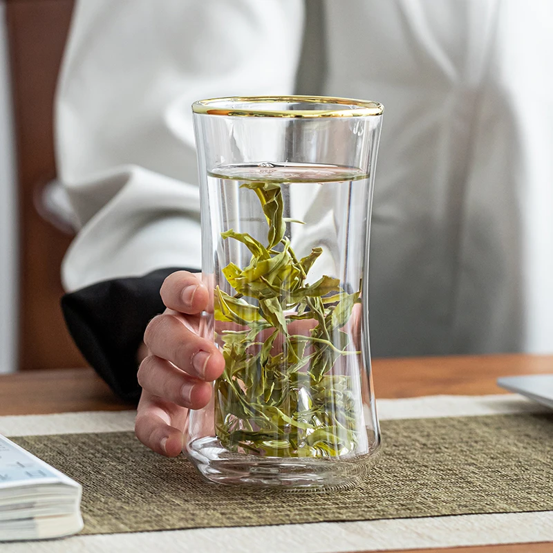 

LUWU Heat-Resistant Double Wall Glass TeaCup Clear Tea Cups 300ml