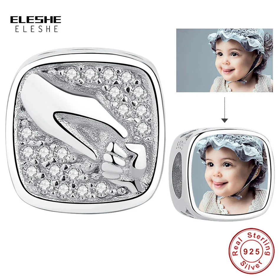 Квадратные бусины из серебра 925 пробы с фото на заказ|Индивидуальные Бусины| |