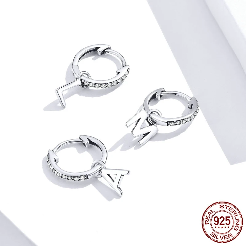 

Exquisite gift hot sale sterling silver letter a Earrings Zircon Earrings l single Earrings one earring DIY accessories