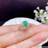 kjjeaxcmy fine jewelry 925 sterling silver inlaid natural emerald ring new female classic gemstone ring vintage support test