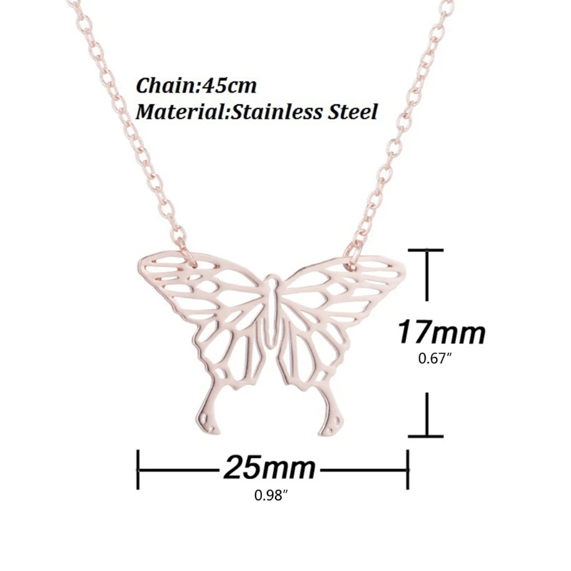 Ожерелье с полыми бабочками геометрическое ожерелье подвеской-бабочкой цепь