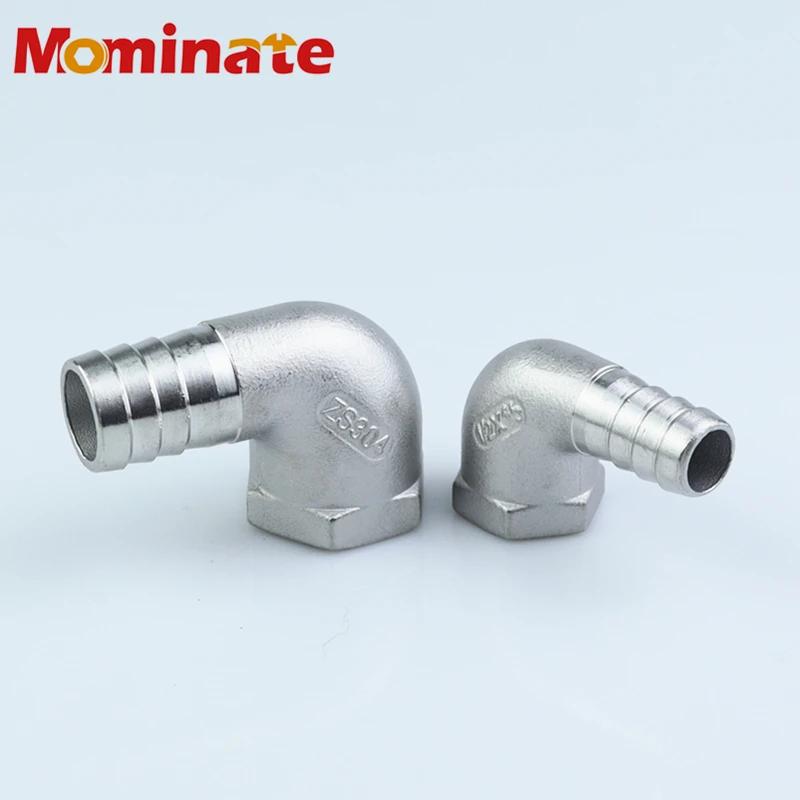 8mm 10mm 15mm 25mm 32mm Hose Barb x 1/4“ 3/8” 1/2&quot 3/4&quot 1&quot BSP Female Thread 304 Stainless Steel Elbow Pipe Fitting Connector |