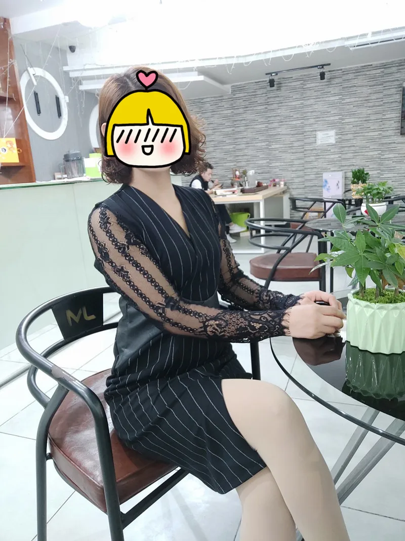 Реальные снимки! Осеннее платье в полоску с V-образным вырезом и длинными