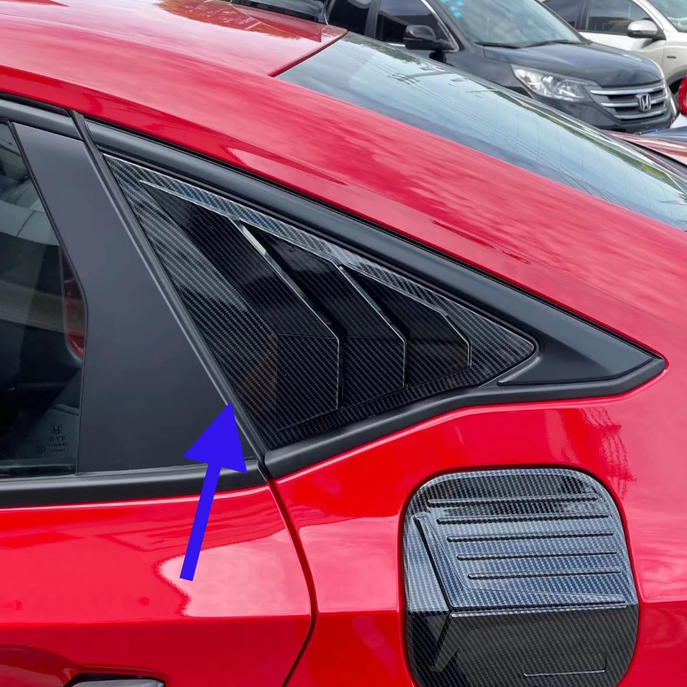 

For Honda Civic 11th Gen 2022 2023 Gloss Black Rear Side Window Triangle Cover Trim Louver Cover Rear Side Window Car Styling