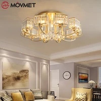 modern crystal led gold ceiling lights e27 for indoor living room bedroom kitchen copper iron round chandeliers luxury fixtures