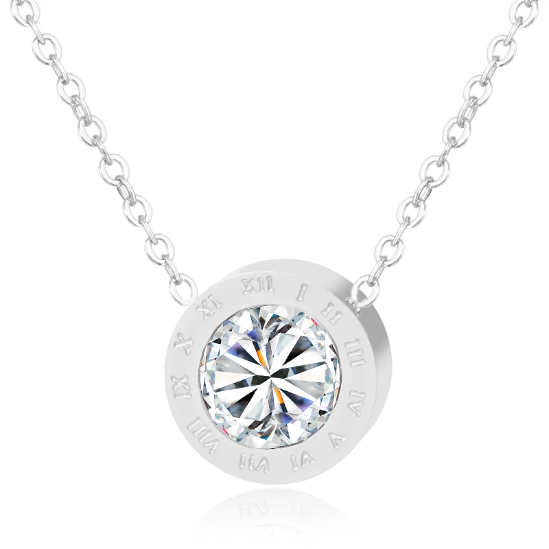 Классическое ожерелье женский розового золота римское с цифрами и круглый кулон